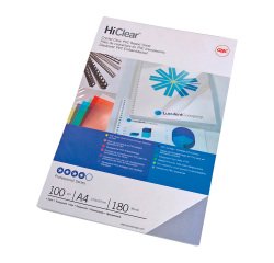 Cubiertas para encuadernar GBC HiClear PVC cristal transparente A4 180 micras paquete de 100