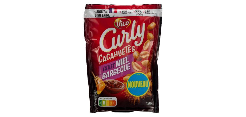 Cacahuètes Curly goût miel barbecue - Sachet de 150 g