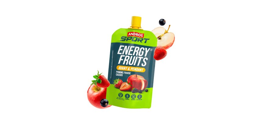 <p>Compote Energy Früchte Apfel Erdbeere Schwarze Johannisbeere Andros Sport - Beutel von 114 g</p>