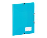 Chemise à élastiques plastique 3 rabats Viquel Fell'Easy 24 x 32 cm dos 1,5 cm, bleu turquoise