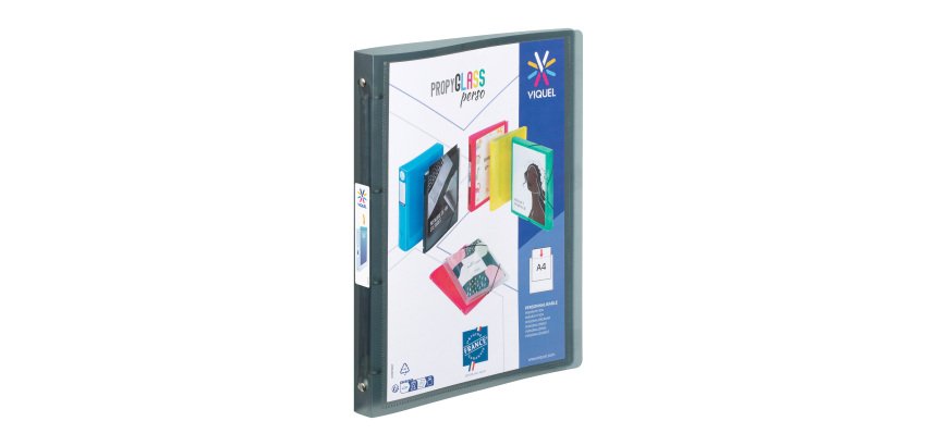 Classeur 4 anneaux plastifié Viquel Propyglass personnalisable A4 - Dos 2,5 cm