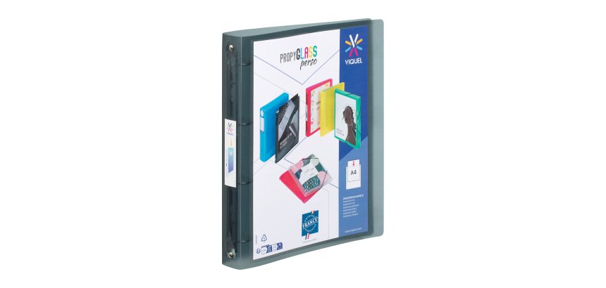 CLASSEUR SOUPLE PERSONNALISABLE DOS 3,5CM A4 NOIR POLYPROPYLENE - PROPYGLASS PERSO