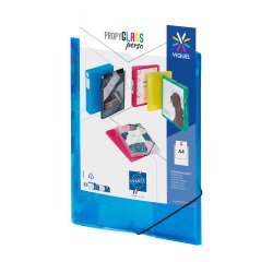 Chemise à élastique 3 rabats plastique personnalisable Viquel Propyglass 24 x 32 cm dos 1,5 cm