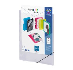 Chemise à élastique 3 rabats plastique personnalisable Viquel Propyglass 24 x 32 cm dos 1,5 cm