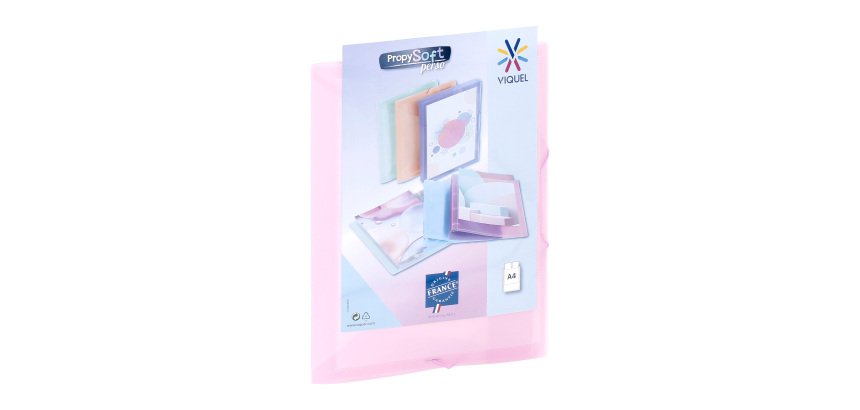 Chemise à élastique 3 rabats plastique personnalisable Viquel Propysoft 24,5 x 32 cm dos 1,5 cm