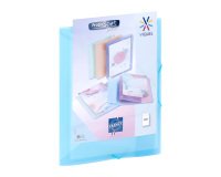 Chemise à élastique 3 rabats plastique personnalisable Viquel Propysoft 24,5 x 32 cm dos 1,5 cm, bleu