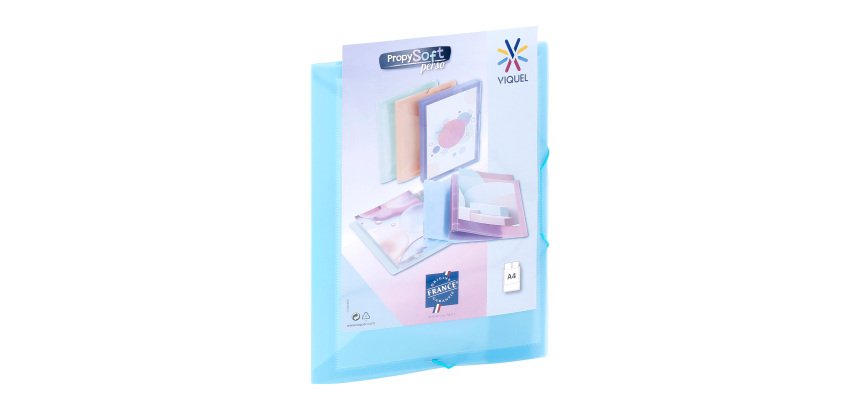 Chemise à élastique 3 rabats plastique personnalisable Viquel Propysoft 24,5 x 32 cm dos 1,5 cm