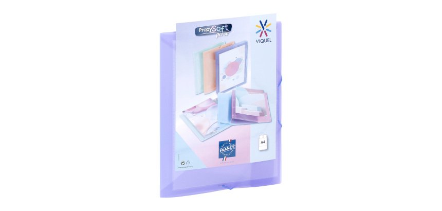 Chemise à élastique 3 rabats plastique personnalisable Viquel Propysoft 24,5 x 32 cm dos 1,5 cm