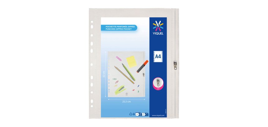 POCHETTE PERFORÉE ZIPPEE A4+ POLYPROPYLENE INCOLORE