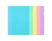10 POCHETTES COINS A4 POLYPROPYLENE - RAINBOW PASTEL