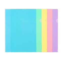 10 POCHETTES COINS A4 POLYPROPYLENE - RAINBOW PASTEL