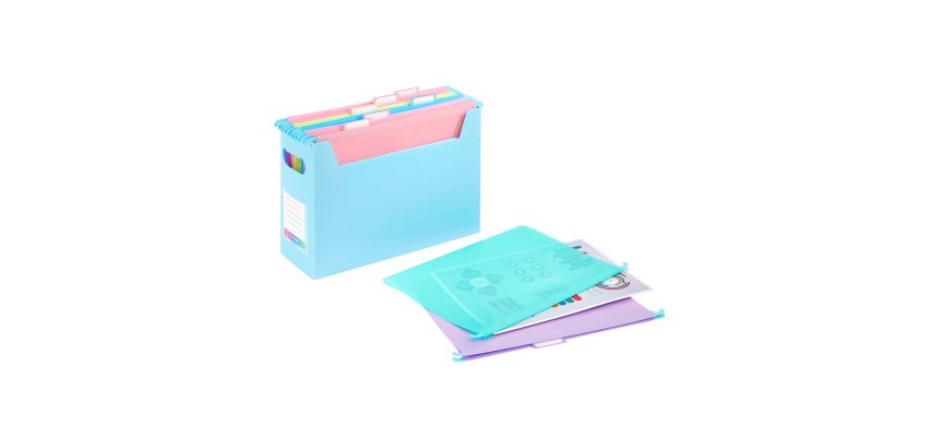 BOÎTE GARNIE DE 8 DOSSIERS SUSPENDUS EASYCASE A4  - RAINBOW PASTEL