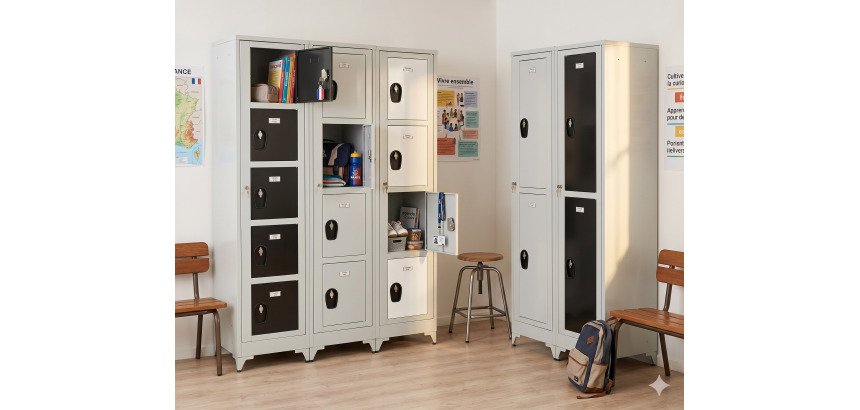Vestiaire visitable démontable - 1 colonne 4 portes