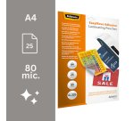 Pochettes de plastification dos adhésif Fellowes A4 80 µ brillantes - Boite de 25