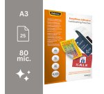Paquete de 25 fundas de plastificación con reverso adhesivo A3, 2 x 80 µ, Fellowes Glossy