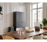 Metal wardrobe with hinged doors, monobloc Metily H 180 x W 90 x D 43 cm.