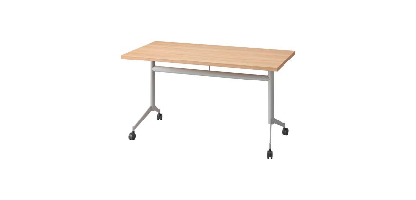 Table rabattable Polly L 140 x P 70 cm plateau chêne clair - Non feu M3