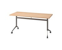 Table rabattable Polly L 160 x P 70 cm plateau chêne clair - pied gris ombre RAL 7022