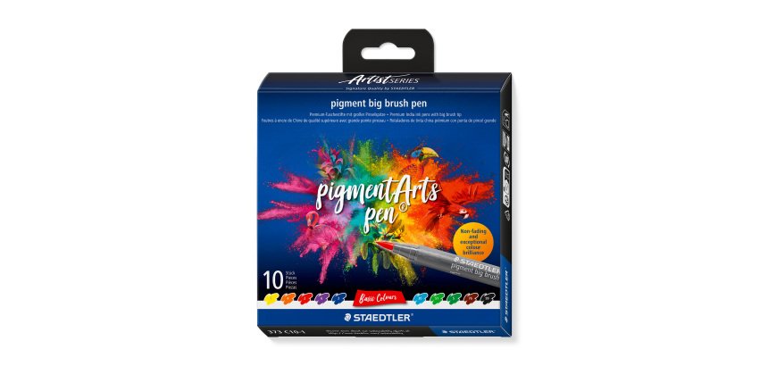 Staedtler Pigment 373 Artist Series Pinselspitzen-Filzstift, klassische assortierte Farben - Etui mit 10 Stück