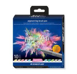 Staedtler Pigment 373 Pinselspitze Malfilzstift, sortierte Pastellfarben - Etui mit 10 Stück
