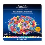 Crayon de couleur Staedtler Mars Lumograph colour aquarell Artist Series - Boite métal de 24