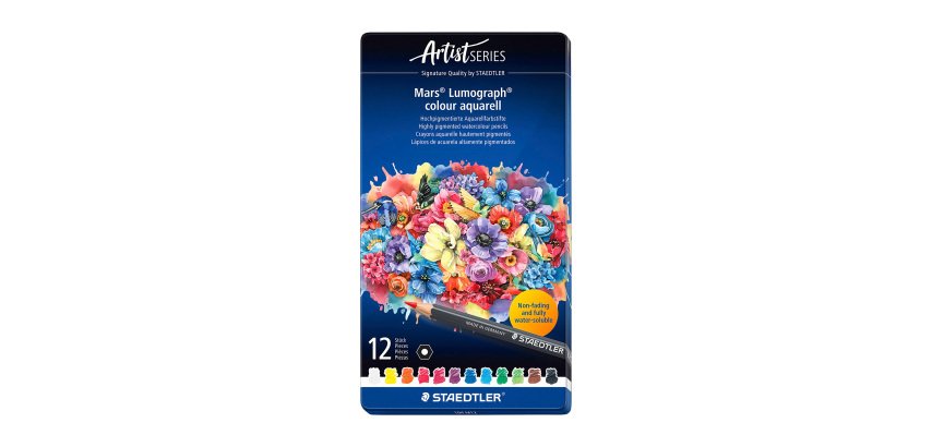 Crayon de couleur Staedtler Mars Lumograph colour aquarell Artist Series - Boite métal de 12
