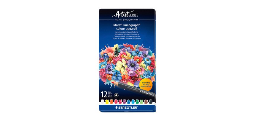 Staedtler Mars Lumograph Farbzeichner Aquarell - Metallschachtel mit 12 Stiften