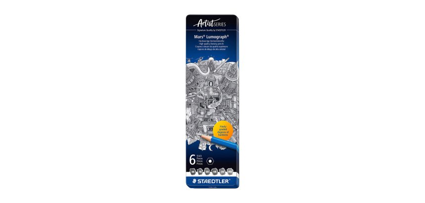 Staedtler Lumograph 100 Bleistift, verschiedene Härtegrade - Metallbox mit 6 Stück
