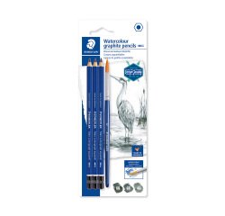 Staedtler Lumograph 100 aquarellierbarer Bleistift Blister 3 Stifte + 1 Pinsel