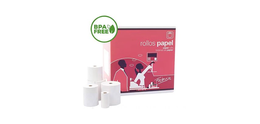 Rollo de papel térmico Fabrisa 75 x Ø 60 x 12 mm x 35m 65 g 1 copia sin bisfenol (pack 8 und)