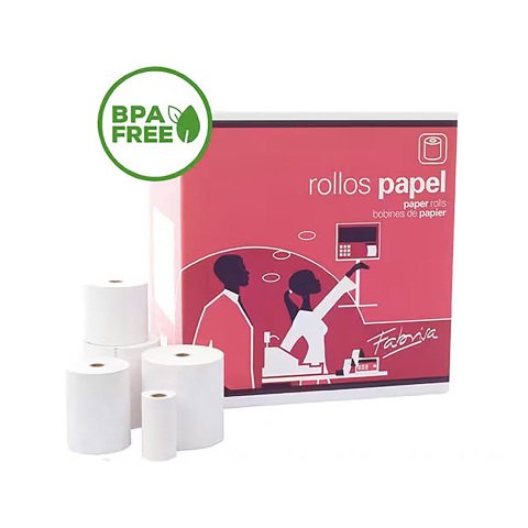 Rollo de papel térmico Fabrisa 75 x Ø 60 x 12 mm x 35m 65 g 1 copia sin bisfenol (pack 8 und)