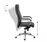 Bürostuhl Strio Leder - mit Armlehnen, Kopfstütze - Mechanismus mit versetzter Kippachse - Aluminiumfuß