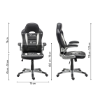 Fauteuil de bureau gamer NIGEL simili cuir - avec accoudoirs, appui-tête et soutien lombaire - Mécanisme Basculant centré - Pieds aluminium
