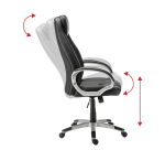 Office chair DARIUS in faux leather - with armrests, headrest and lumbar support - Centered Tilt Mechanism - Aluminum Feet