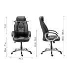 Fauteuil de bureau DARIUS simili cuir - avec accoudoirs, appui-tête et soutien lombaire - Mécanisme Basculant centré - Pieds aluminium