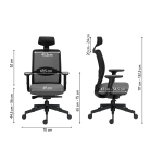 Chaise de bureau ERGO MOOV' - Tissu et maille - Dossier avec soutien lombaire rembourré  - Appui-tête - Accoudoirs - Mécanisme synchrone avec réglage profondeur d'assise