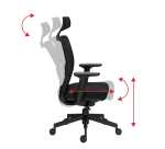 Chaise de bureau ERGO MOOV' - Tissu et maille - Dossier avec soutien lombaire rembourré  - Appui-tête - Accoudoirs - Mécanisme synchrone avec réglage profondeur d'assise