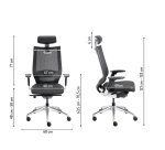 Fauteuil de bureau Fortis tissu et maille - avec accoudoirs, appui-tête, réglage profondeur d’assise et soutien lombaire - Mécanisme Synchrone + réglage profondeur d’assise