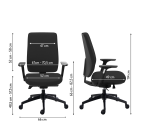 Chaise de bureau ATLAS tissu - avec accoudoirs et soutien lombaire - Mécanisme Synchrone - réglage profondeur de l'assise - Pieds noir