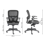 Chaise de bureau ANZIO - Dossier en maille avec accoudoirs- Soutien lombaire- Mécanisme synchrone- Pieds noir