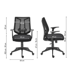 Chaise de bureau Bruneau Tiloa tissu et maille - Dossier bas avec accoudoirs  - Mécanisme Synchrone  - Pieds noir