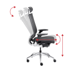 Office chair Fortis fabric and mesh - with armrests, headrest, seat depth adjustment, and lumbar support - Synchronous mechanism + seat depth adjustment
