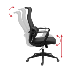 Chaise de bureau LINO - tissu et maille - avec accoudoirs, appui-tête et soutien lombaire - Mécanisme Basculant centré - Pied nylon