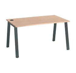 Büroset rechter Tisch ECLA hell Eiche L 160 x T 80 cm Metallgestell + Versatag-Steckdose