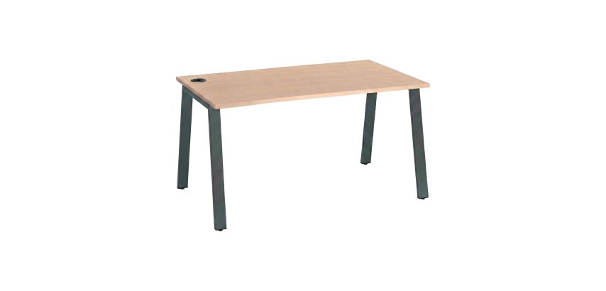 Büroset rechter Tisch ECLA hell Eiche L 160 x T 80 cm Metallgestell + Versatag-Steckdose