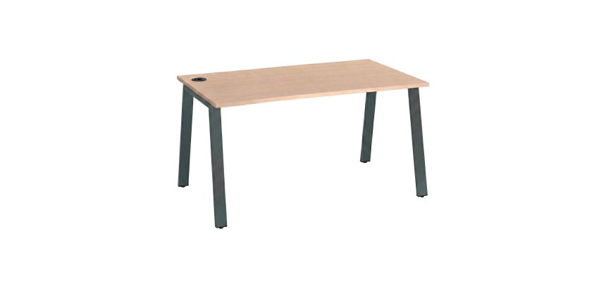 Pack Bureau droit ECLA chêne clair L 160 x P 80 cm piètement métal + Prise Versatag