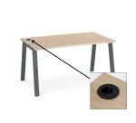 Pack Bureau droit ECLA chêne clair L 140 x P 80 cm piètement métal + Prise Versatag