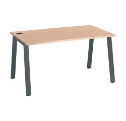 Pack Büro rechteckig ECLA hell Eiche L 140 x T 80 cm Metallgestell + Versatag-Anschluss