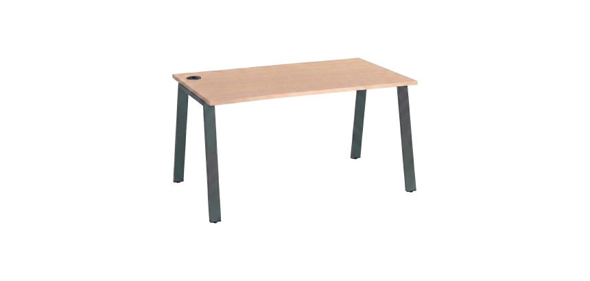 Pack Bureau droit ECLA chêne clair L 140 x P 80 cm piètement métal + Prise Versatag