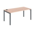 Pack Bureau droit chêne clair Arko L 160 cm piètement métal anthracite + Prise Versatag